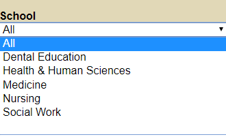 Selecting the school your degree program falls into in Degree Maps. 